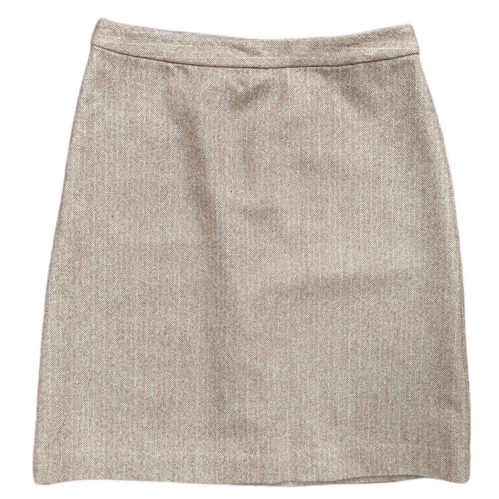 {J. Crew} Wool Tweed Herringbone Back Zipper Midi Slim Pencil Skirt